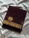 Minimal Border Edit -Dark Brown Kanchi Cotton Saree
