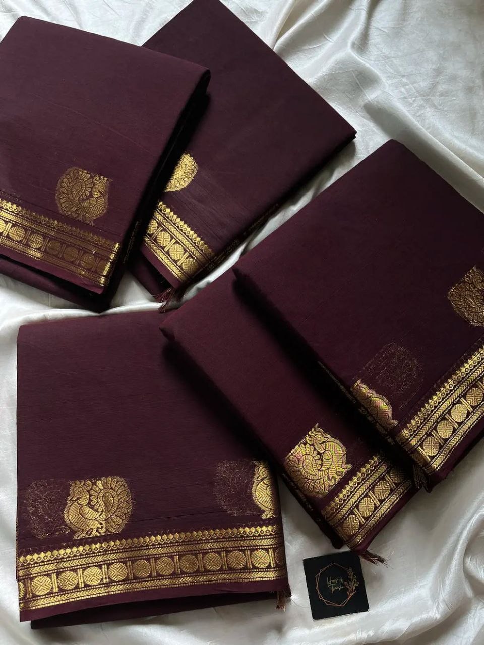 Minimal Border Edit -Dark Brown Kanchi Cotton Saree