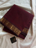 Minimal Border Edit - Maroon Kanchi Cotton Saree