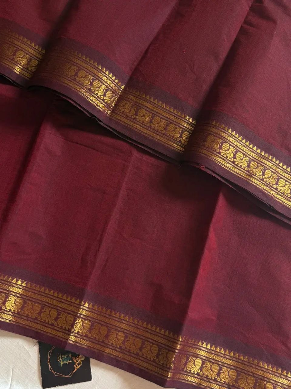 Minimal Border Edit - Maroon Kanchi Cotton Saree