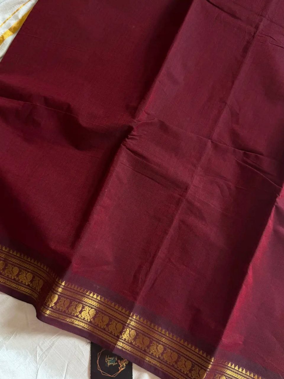Minimal Border Edit - Maroon Kanchi Cotton Saree