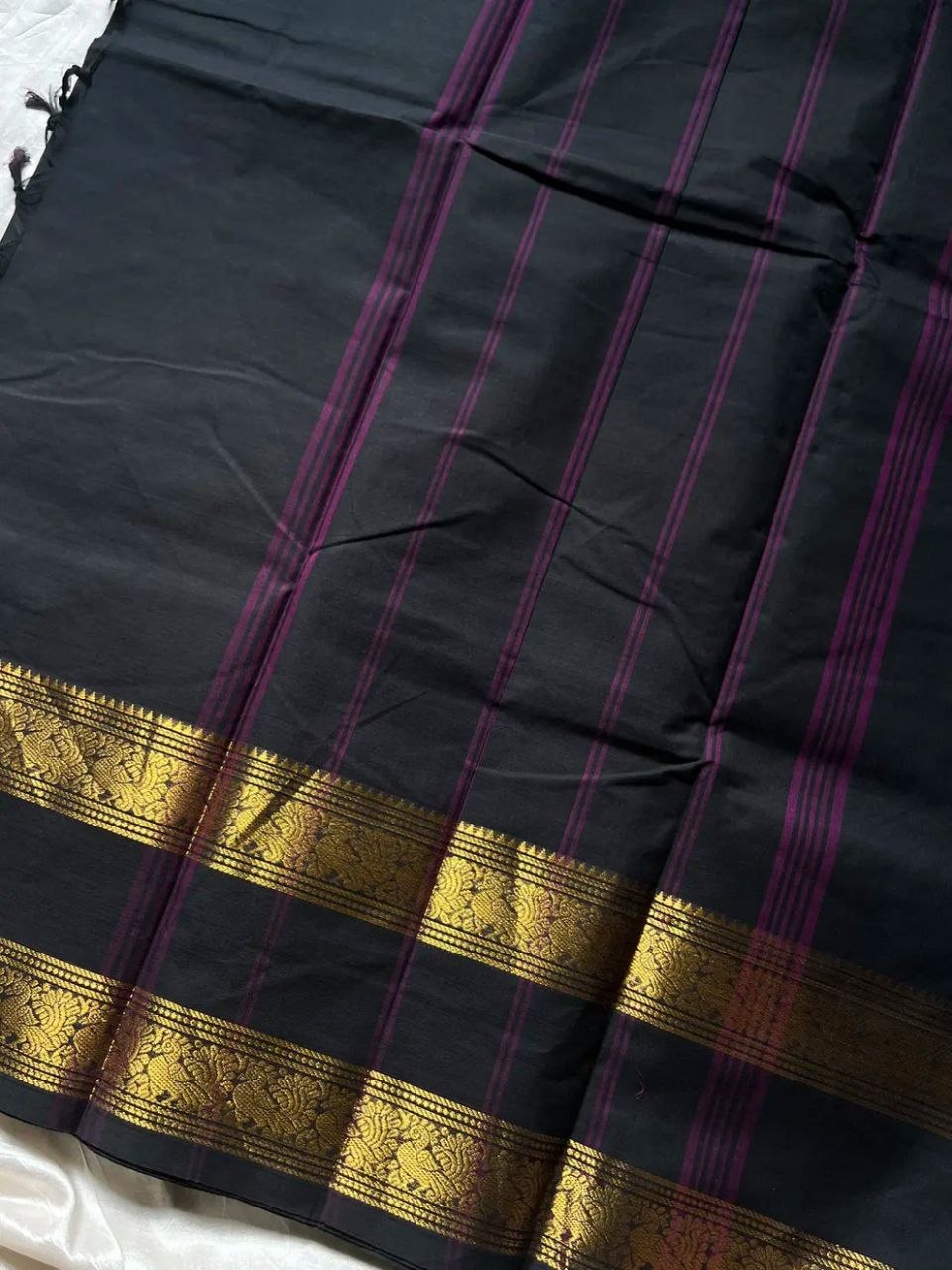 Subtle Weaves | Black Kanchi Cotton Saree