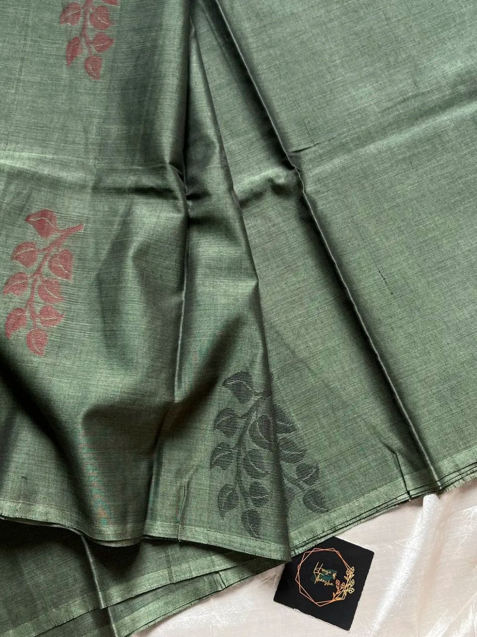 Minimal Edit – Olive Grey 120 Counts Mercerised Kanchi Cotton Sare