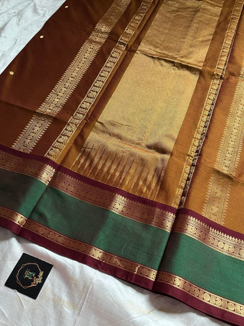 Throne Edit – Honey Brown 120 Counts Mercerised Kanchi Cotton Saree