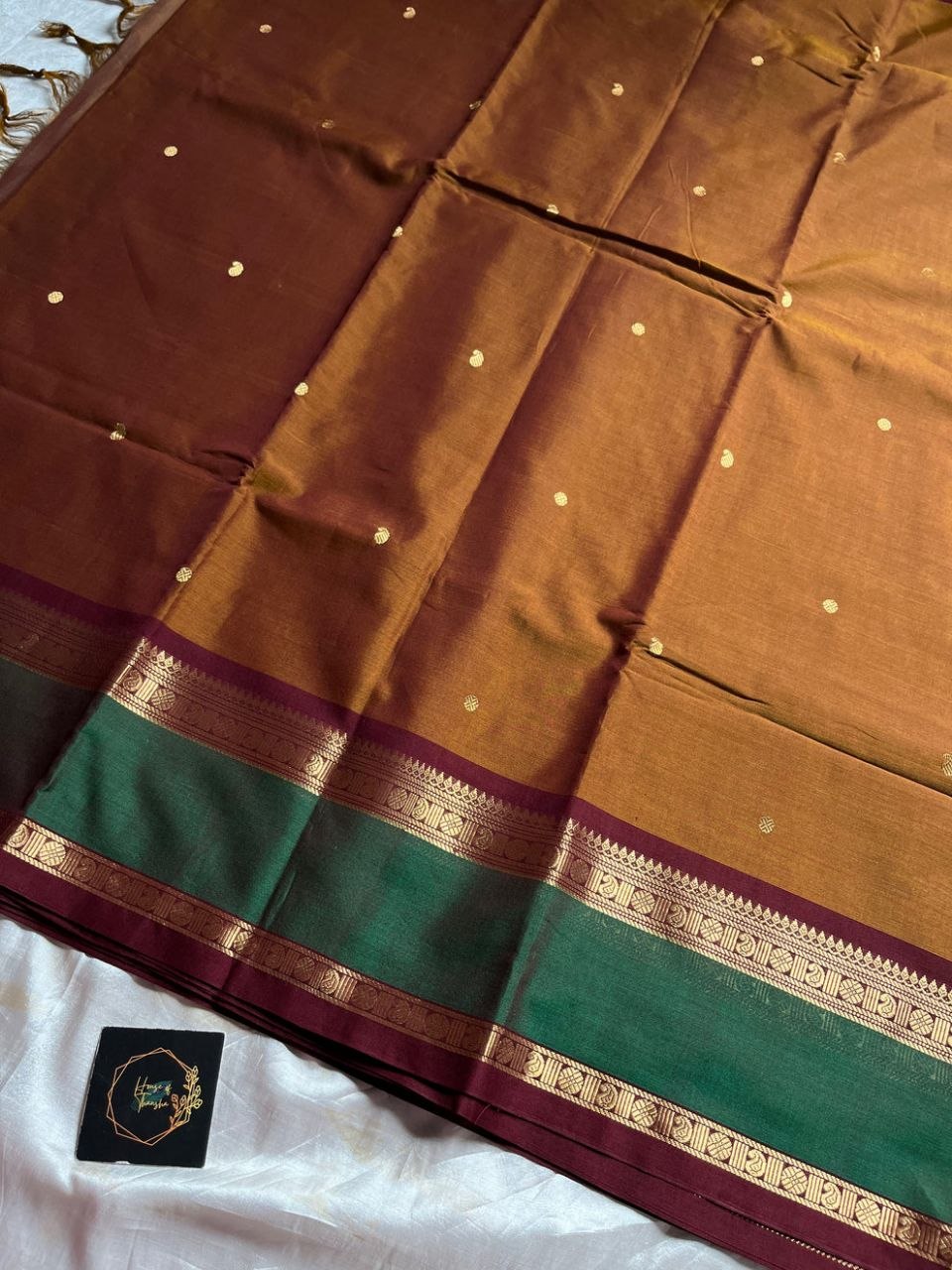 Throne Edit – Honey Brown 120 Counts Mercerised Kanchi Cotton Saree