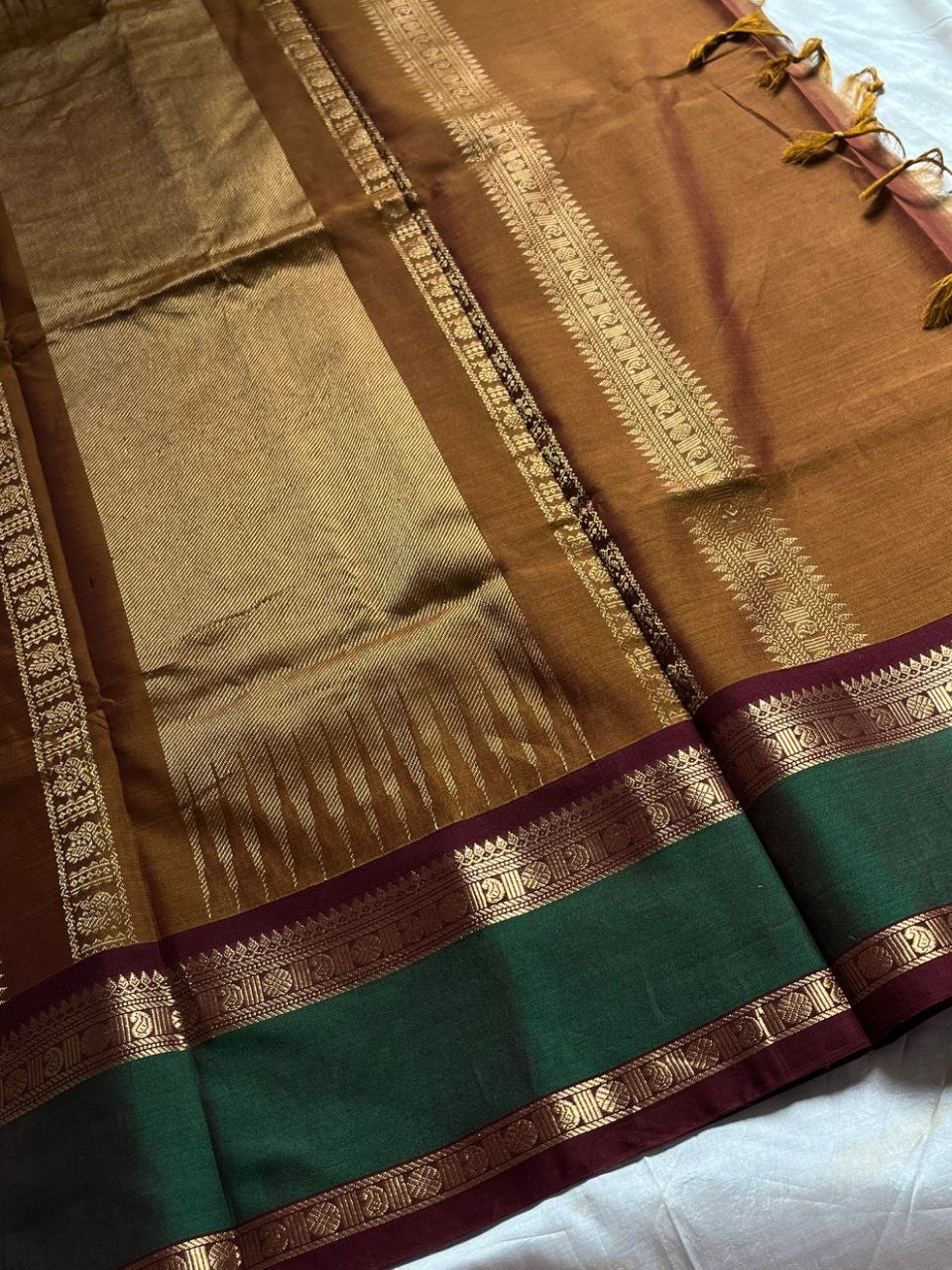 Throne Edit – Honey Brown 120 Counts Mercerised Kanchi Cotton Saree