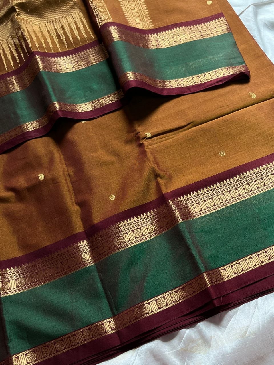 Throne Edit – Honey Brown 120 Counts Mercerised Kanchi Cotton Saree