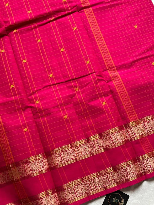 Kattam Edit – Pink Checked Chettinadu Cotton Saree