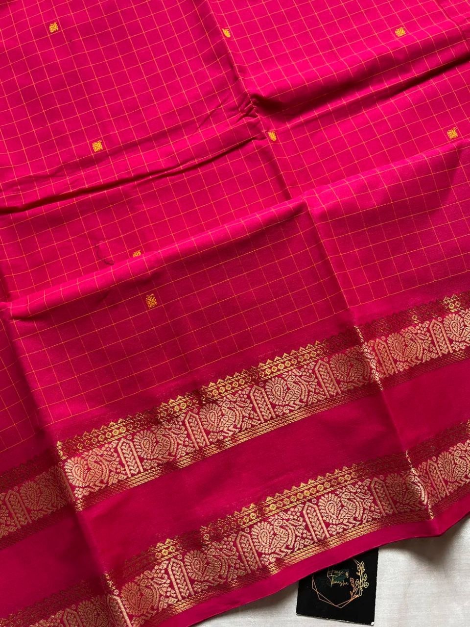 Kattam Edit – Pink Checked Chettinadu Cotton Saree