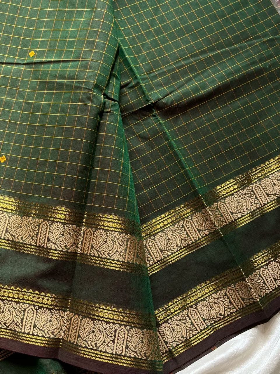 Kattam Edit – Dark Green Checked Chettinadu Cotton