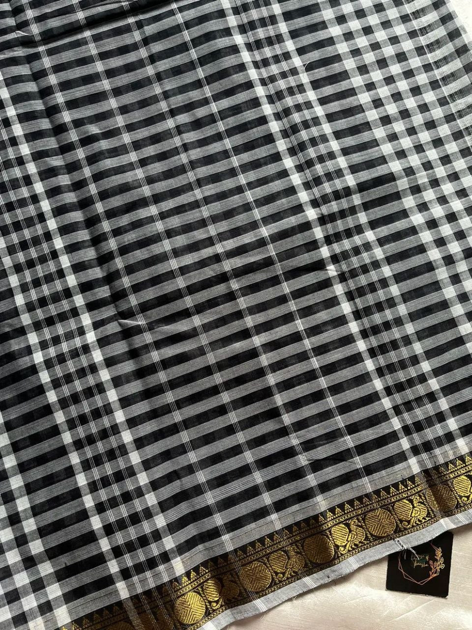Black & White Kattam - Chettinadu Cotton