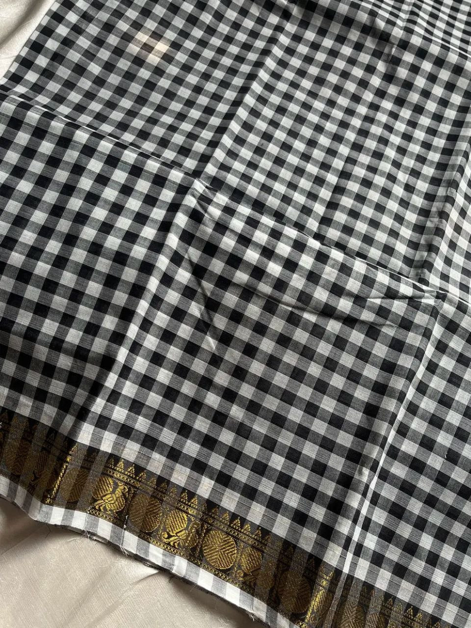 Black & White Kattam - Chettinadu Cotton