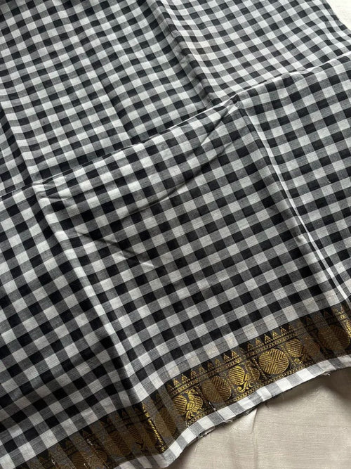 Black & White Kattam - Chettinadu Cotton