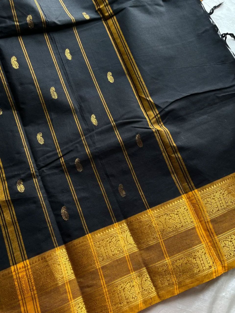 Vintage Loom Edit | Black Kanchi Cotton Saree